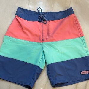 Vineyard Vines Coral, Mint, and Navy Swim Shorts